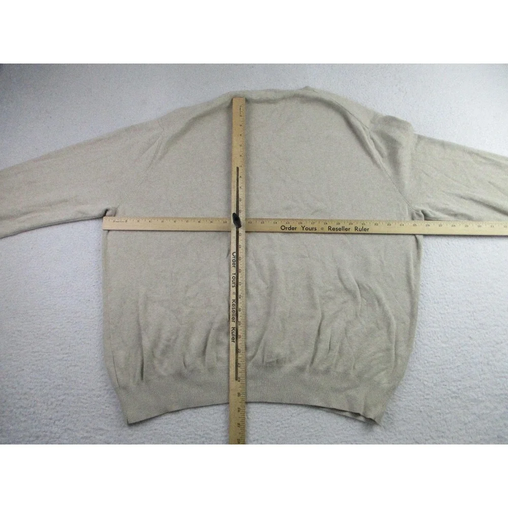 Polo Ralph Lauren Sweater Mens 2XL Beige V-Neck Pima Cotton Knit Pullover‎ Pony